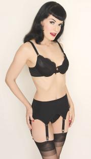 Alexis4u 502 Black Garter Belt shown with Black Bra