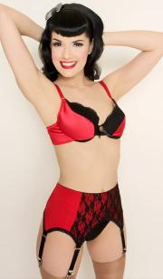 Alexis4u 503 Black and Red Garter Belt shown with Black and  Red Bra