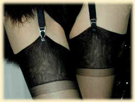 Mr. B Jet Black Flat Knit Nylon Stockings with RHT